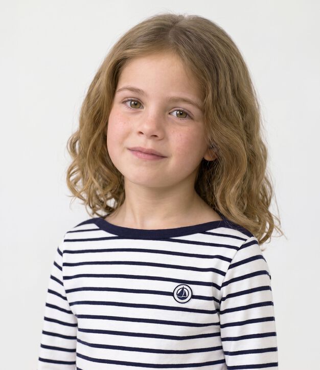 Marini&egrave;re iconique enfant en coton &eacute;pais blanc/bleu
