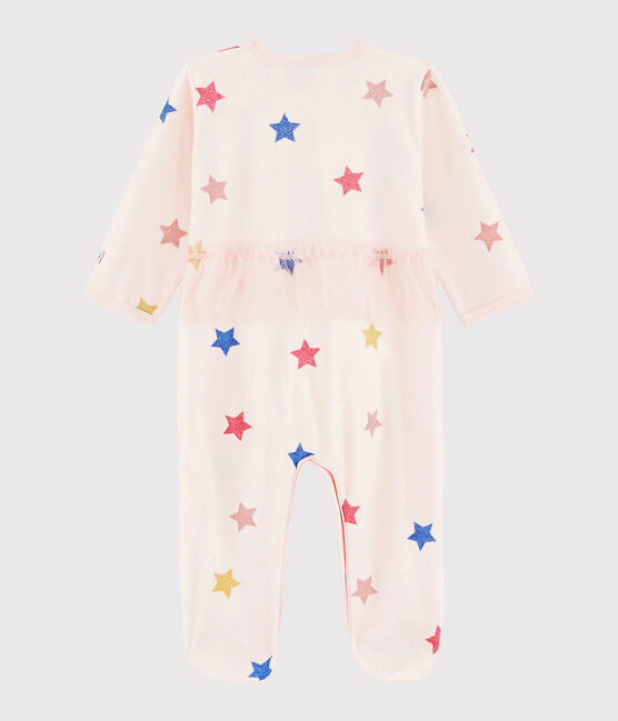 Fluwelen slaappakje met sterren voor baby meisje roze FLEUR/wit MULTICO