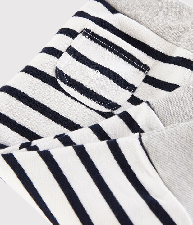 Pantalon ray&eacute; b&eacute;b&eacute; gar&ccedil;on blanc/bleu