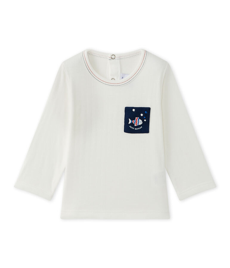 Effen T-shirt voor babyjongens wit MARSHMALLOW