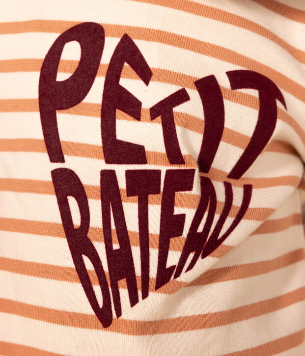 Marini&egrave;re iconique en coton enfant fille. &eacute;cru/rose