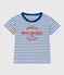 Gestreept katoenen T-shirt voor jongens/meisjes wit MARSHMALLOW/blauw PERSE