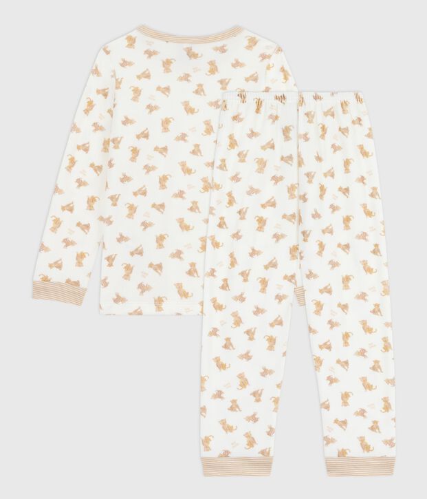 Fluwelen kinderpyjama met luipaardprint ecru/multicouleur