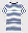 T-shirt col rond iconique en coton Femme blanc MARSHMALLOW/bleu SURF