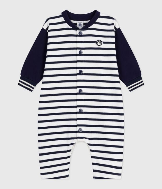 Lang gestreept pakje van katoen voor baby's wit MARSHMALLOW/blauw SMOKING