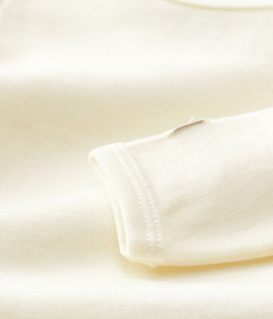 Body manches longues bébé en laine et coton blanc MARSHMALLOW