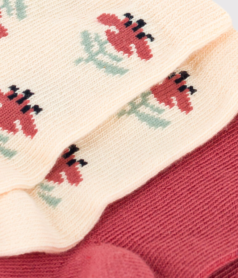 Lot de 2 paires de chaussettes fleurs en jersey de coton b&eacute;b&eacute; multicouleur