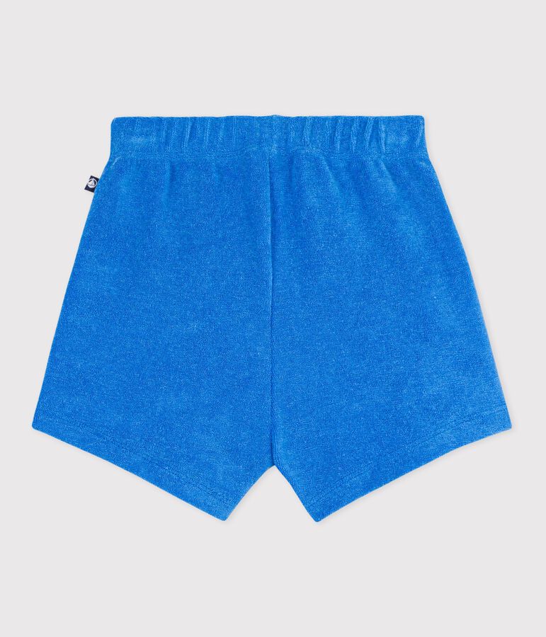 Korte babybroek van effen badstof blauw