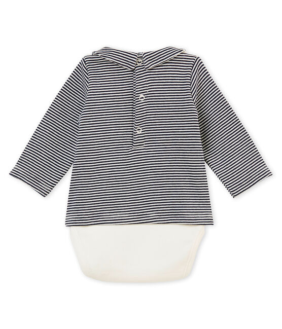 Body guimpe manches longues bébé garçon bleu SMOKING/blanc MARSHMALLOW