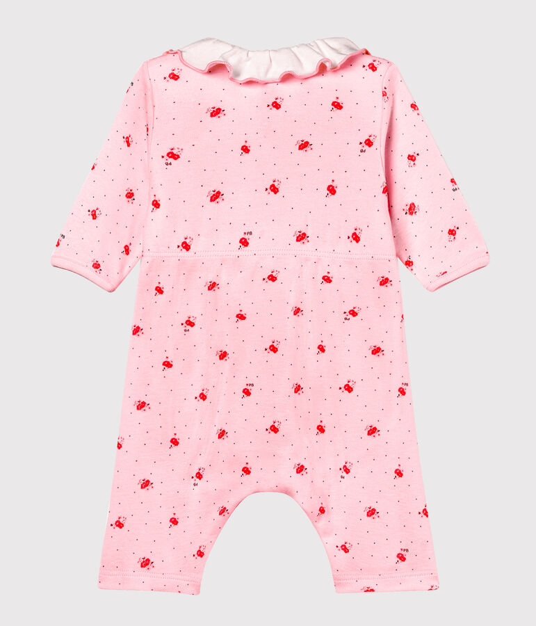 Bodyjama sans pieds b&eacute;b&eacute; fille en c&ocirc;te 1x1 imprim&eacute;e rose/multicouleur