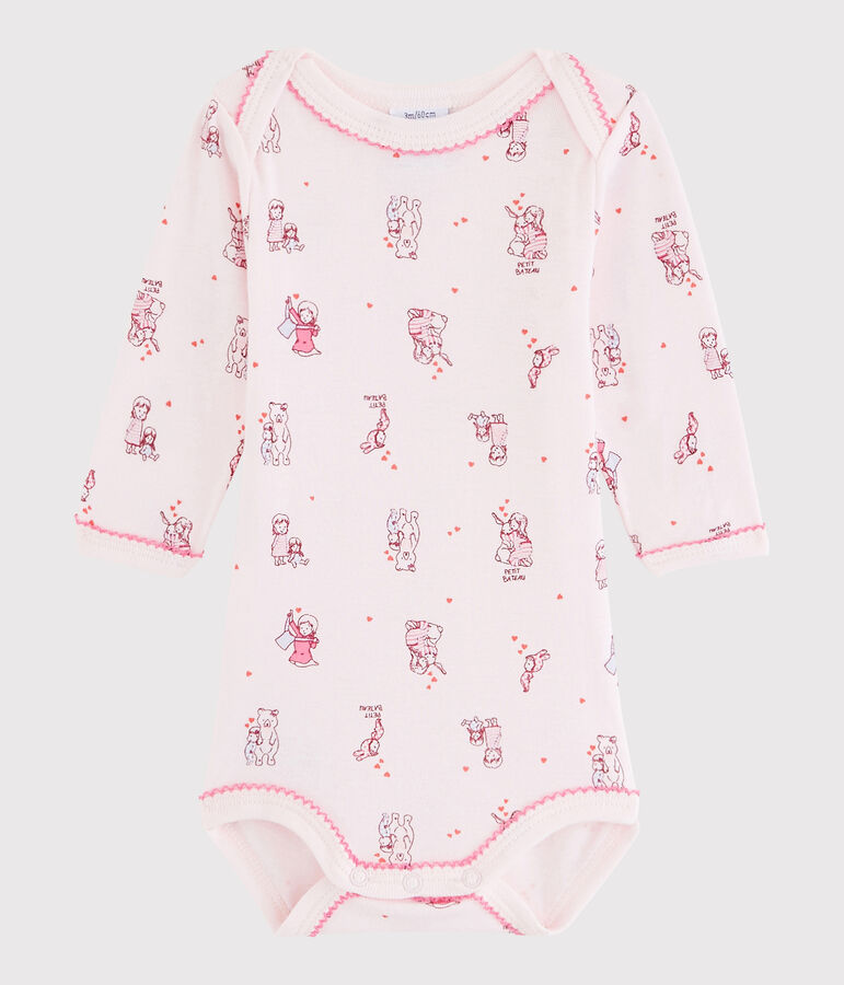 Body manches longues b&eacute;b&eacute; fille rose/multicouleur