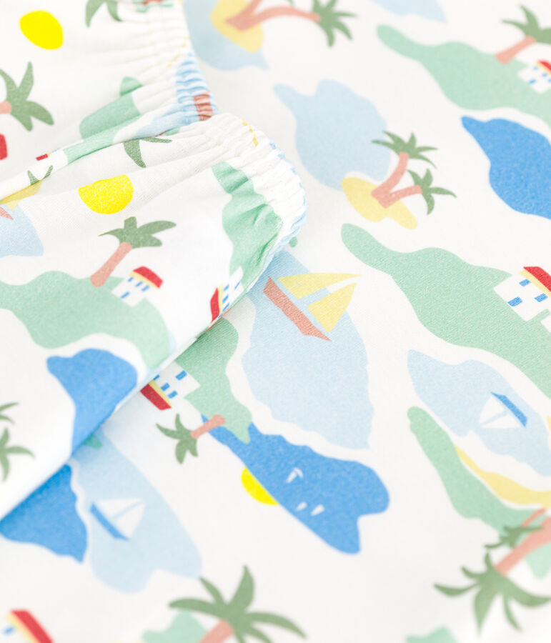 Pyjama short enfant en coton imprim&eacute; blanc/multicouleur