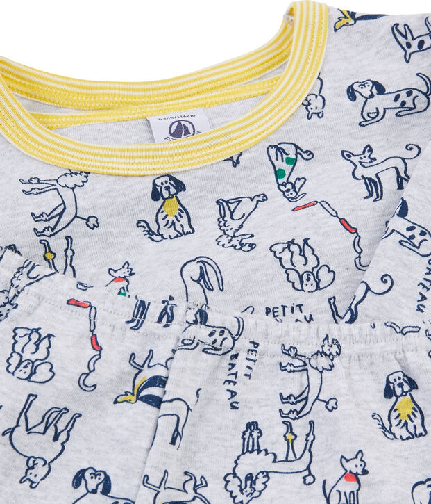 Jongenspyjama van gebreide stof grijs/multicouleur