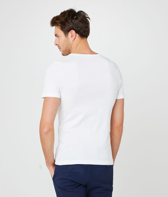 Tee-shirt manches courtes col V homme blanc ECUME