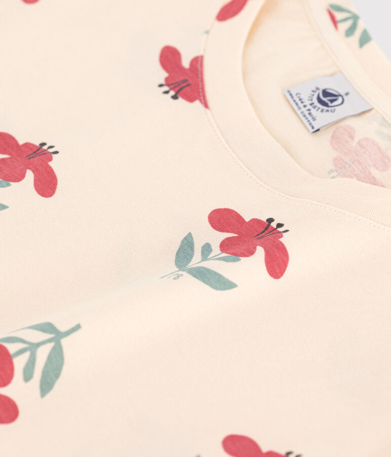 LE DROIT, katoenen T-shirt voor dames met ronde hals ecru/multicouleur