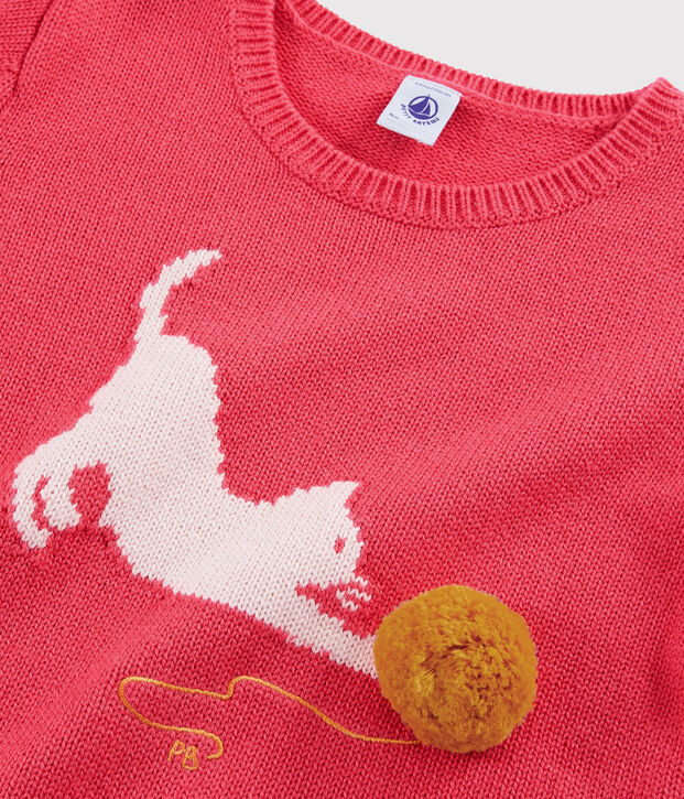 Pull en laine et coton enfant fille rose