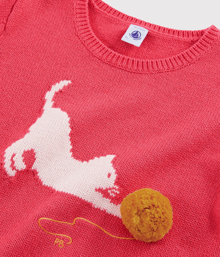 Pull en laine et coton enfant fille rose