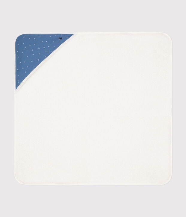 Carr&eacute; de bain en coton bleu/blanc