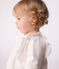 Effen katoenen babybloesje met lange mouwen wit MARSHMALLOW