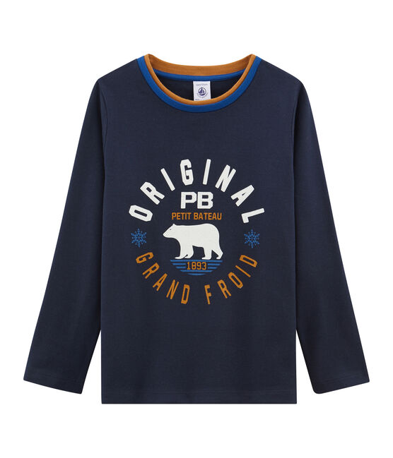 Tee-shirt manches longues garçon bleu SMOKING