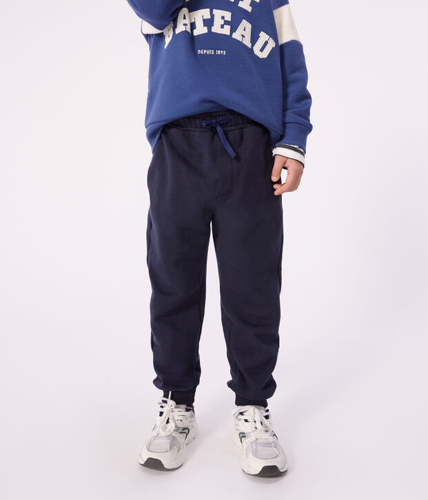 Pantalon de jogging enfant en coton uni bleu marine