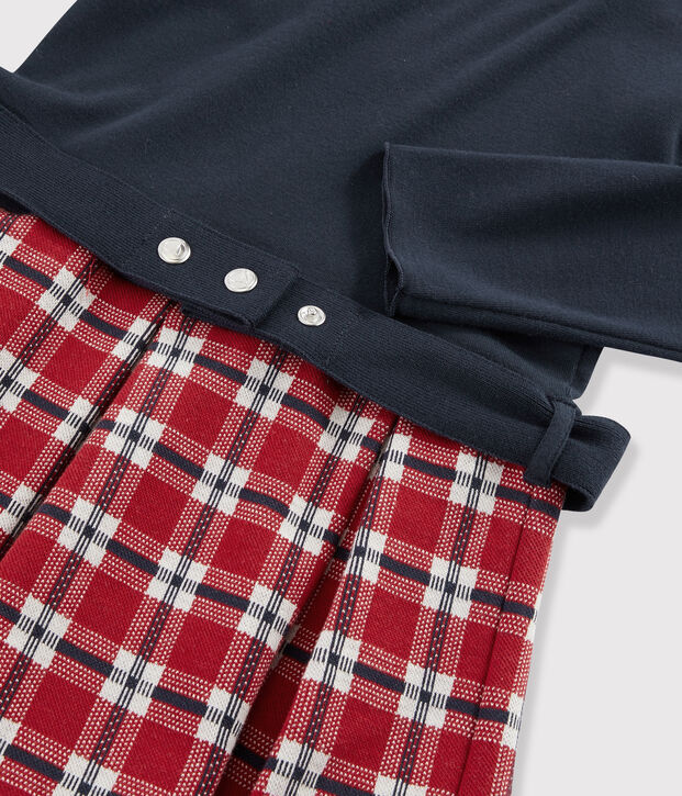 Meisjesjurk met lange mouwen kinderen blauw/multicouleur