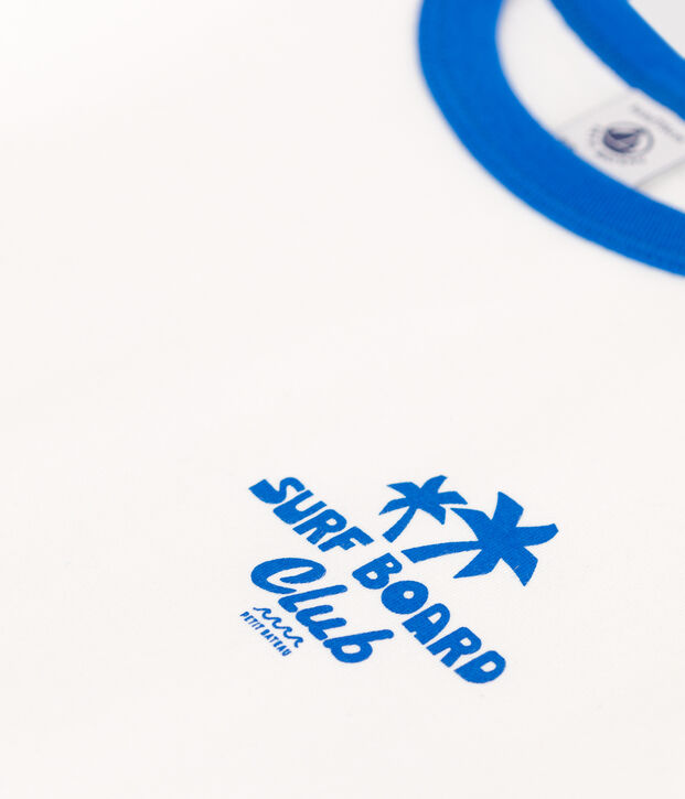 Tee-shirt enfant en coton manches courtes imprim&eacute; blanc