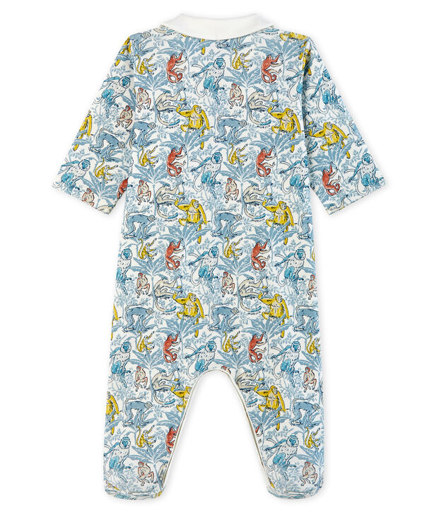 Slaappakje van ribstof babyjongen wit/multicouleur
