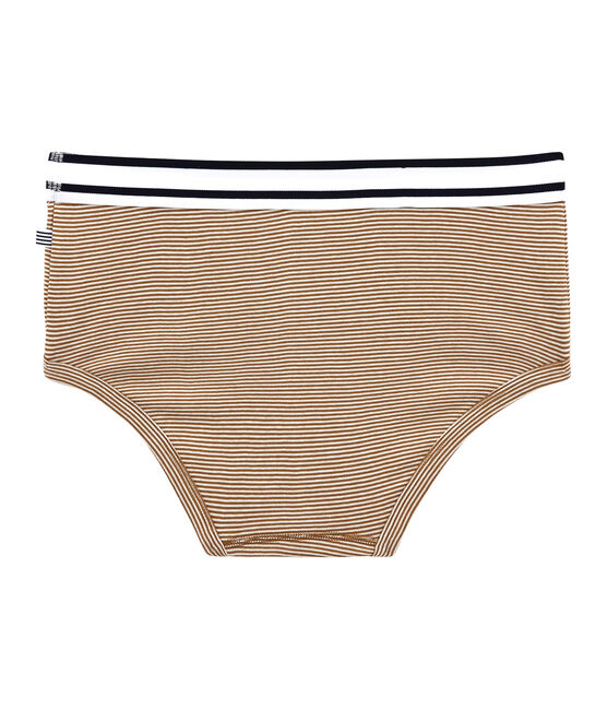 herenslip met milleraies-strepen bruin BRINDILLE/wit MARSHMALLOW