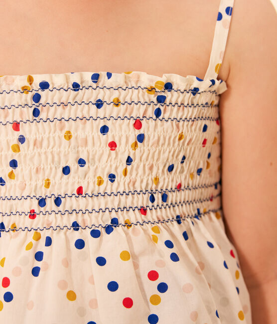 Blouse van katoen zonder mouwen voor meisjes wit MARSHMALLOW/wit MULTICO