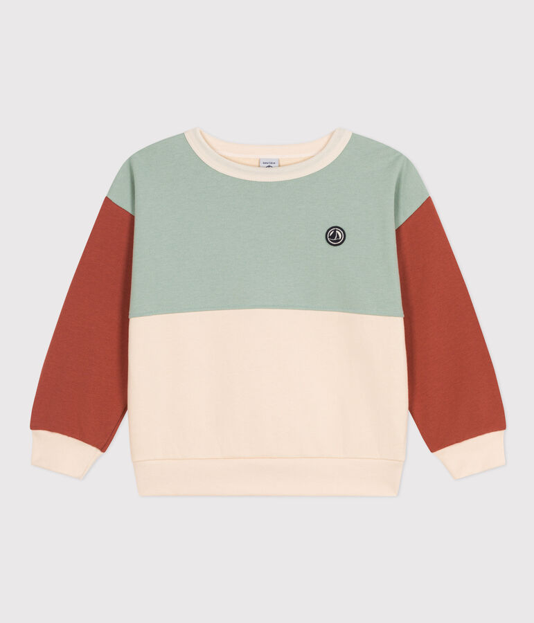 Sweatshirt colorblock en molleton enfant gar&ccedil;on &eacute;cru/multicouleur