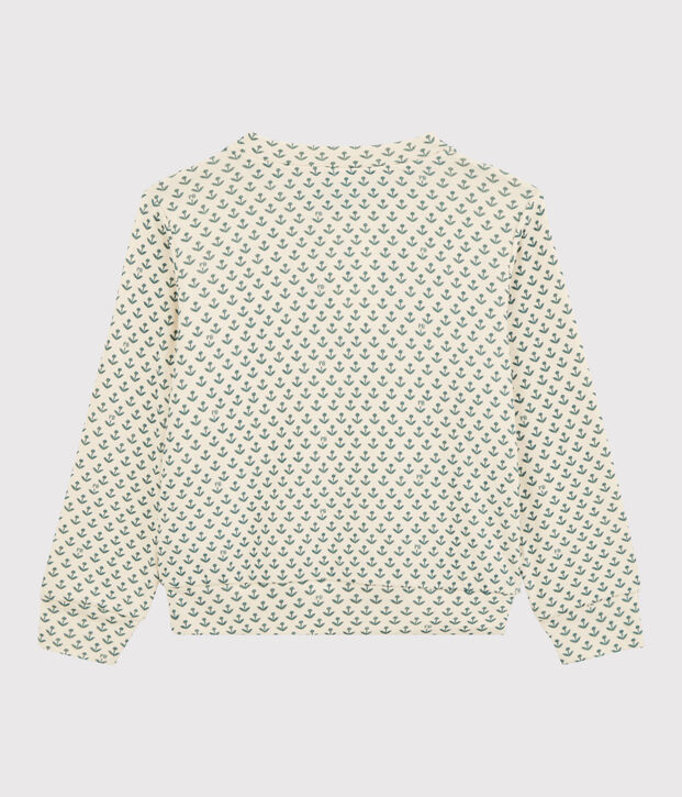 Meisjessweater in tubic ecru/groen