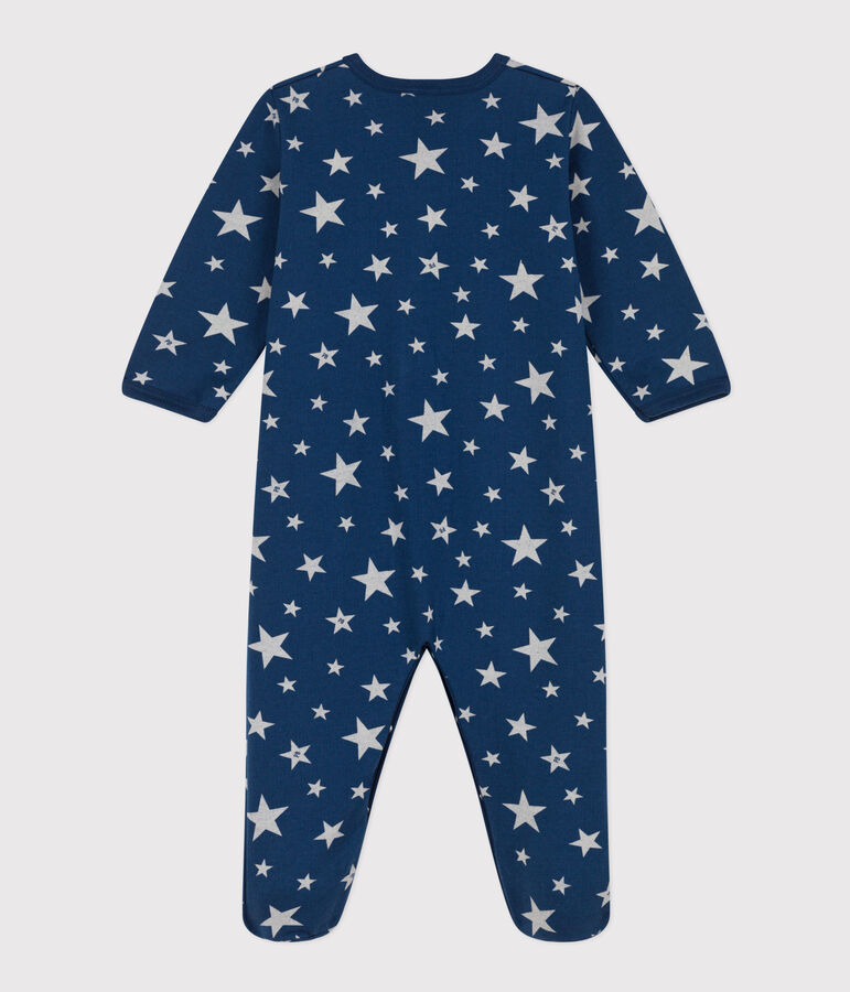 Babypyjama van molton met lichtgevende sterren blauw/wit