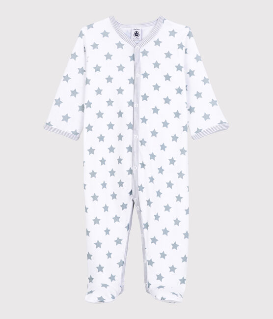 Katoenen babypyjama met grijze sterretjes voor baby's wit ECUME/grijs MISTIGRI