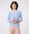 Effen katoenen damesvest wit MARSHMALLOW/blauw PERSE