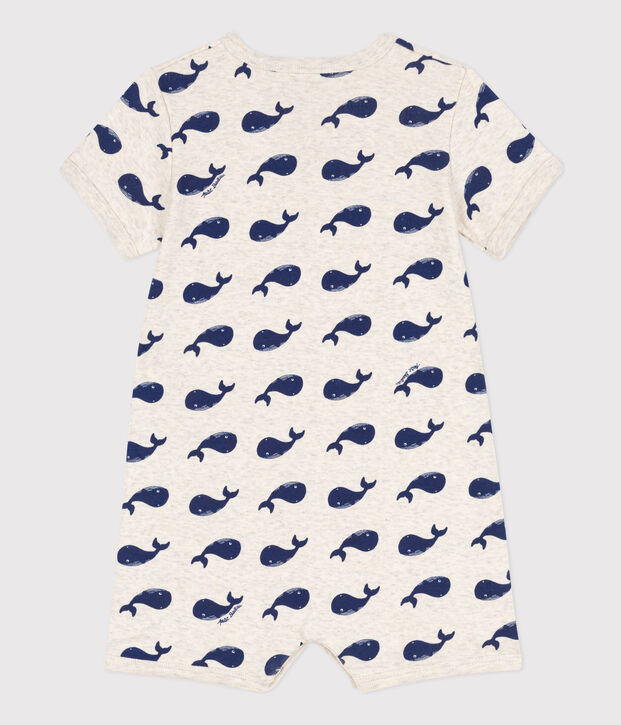Kort katoenen pakje met walvissenprint voor baby's beige/wit