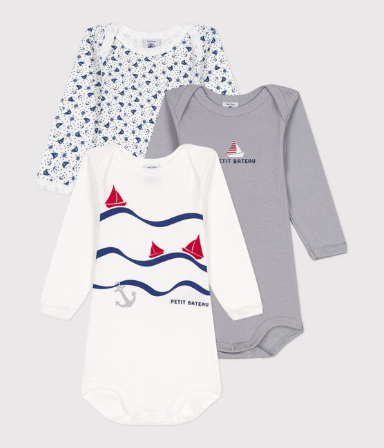 Setje met 3 katoenen babyrompertjes met lange mouwen variante 1