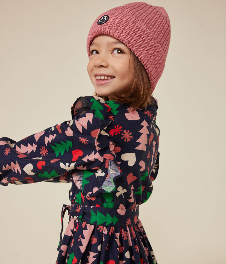 Robe manches longues en flanelle enfant fille bleu/multicouleur