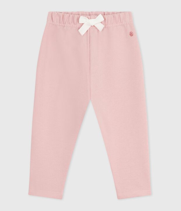 Pantalon b&eacute;b&eacute; en coton uni rose clair