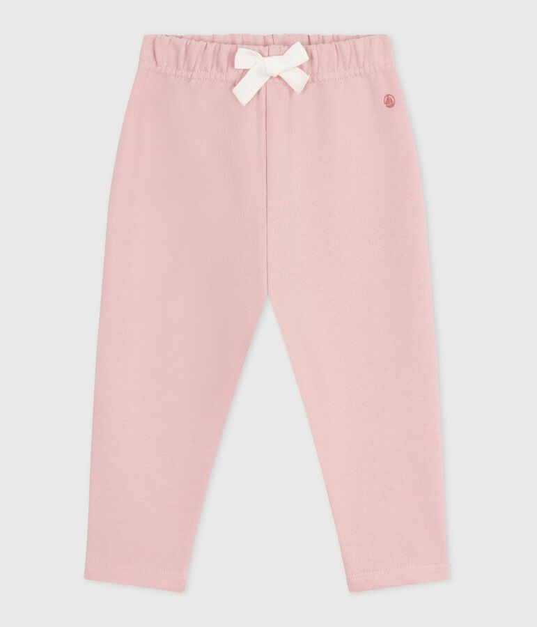 Pantalon b&eacute;b&eacute; en coton uni rose