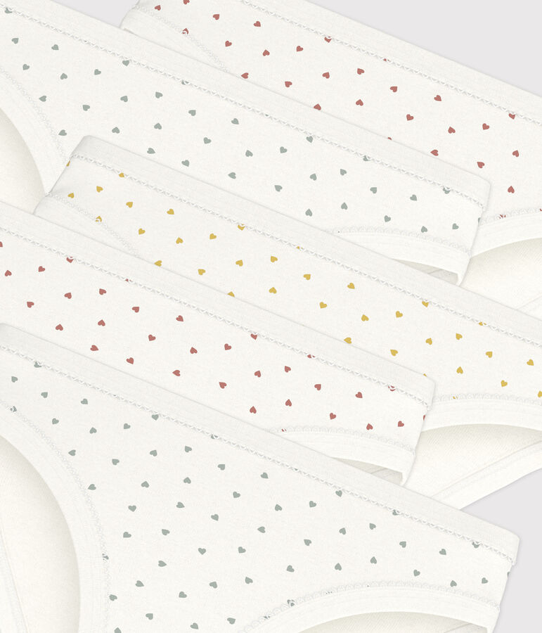 Set van 5 katoenen meisjesslips met hartjes multicouleur