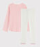Pyjama rose à pois petite fille en côte troutrou blanc MARSHMALLOW/rose CHARME