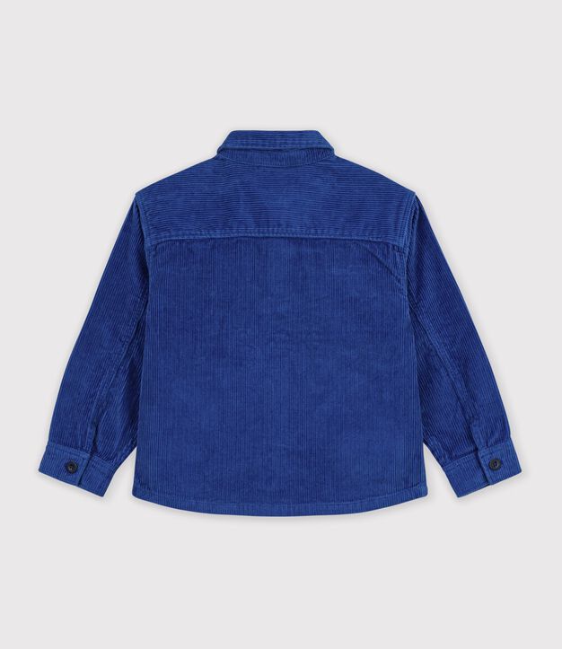 Effen fluwelen kinderhemd blauw