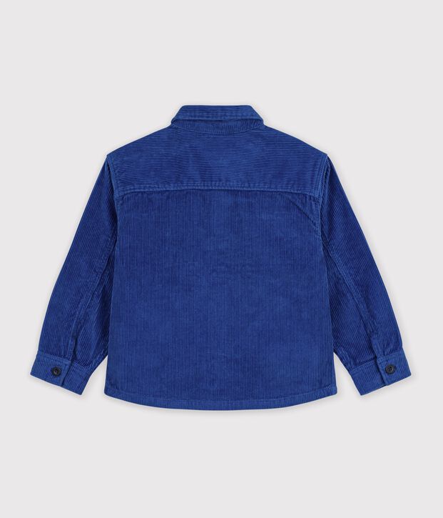 Effen fluwelen kinderhemd blauw