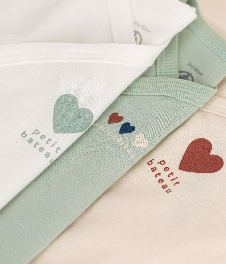 Set van 3 katoenen overslagbody's met lange mouw voor baby's multicouleur