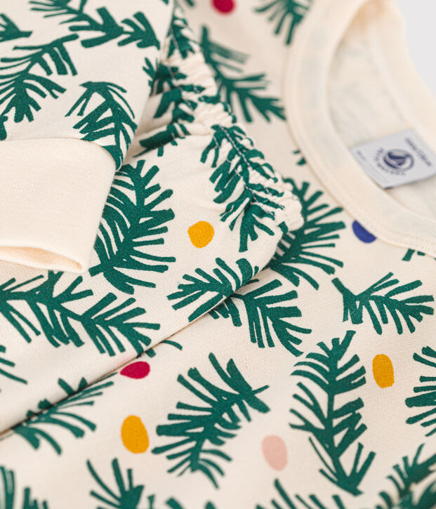 Pyjama en molleton gratt&eacute; imprim&eacute; sapin de No&euml;l enfant &eacute;cru/multicouleur