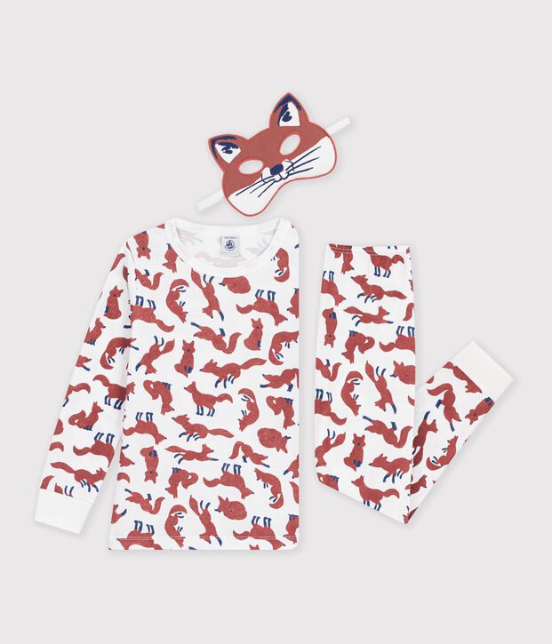 Pyjama d&eacute;guisement renard enfant en coton blanc/multicouleur
