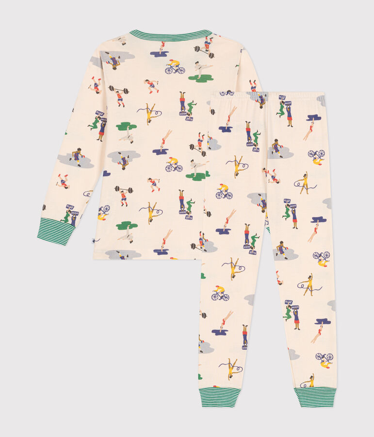 Katoenen pyjama met multisportprint voor kinderen ecru/multicouleur