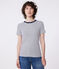 L'Iconique, T-shirt van gestreepte ribstof met korte mouw voor dames wit MARSHMALLOW/blauw SMOKING