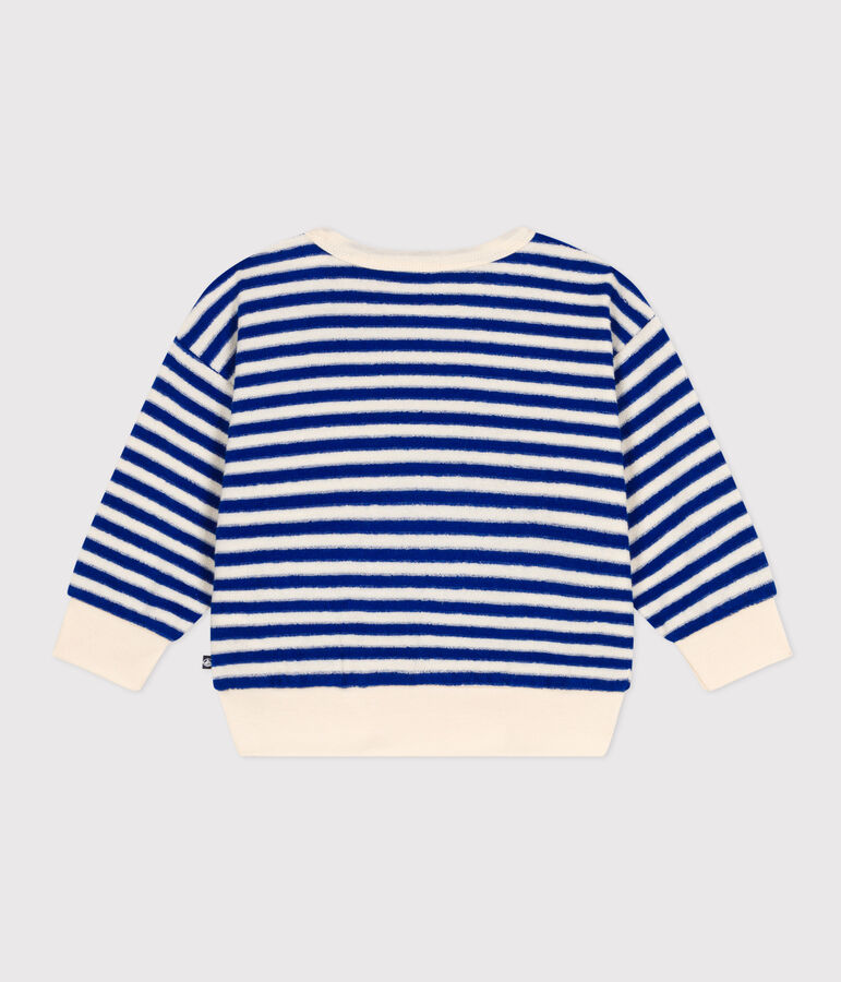 Sweatshirt  in badstof voor baby's blauw/ecru
